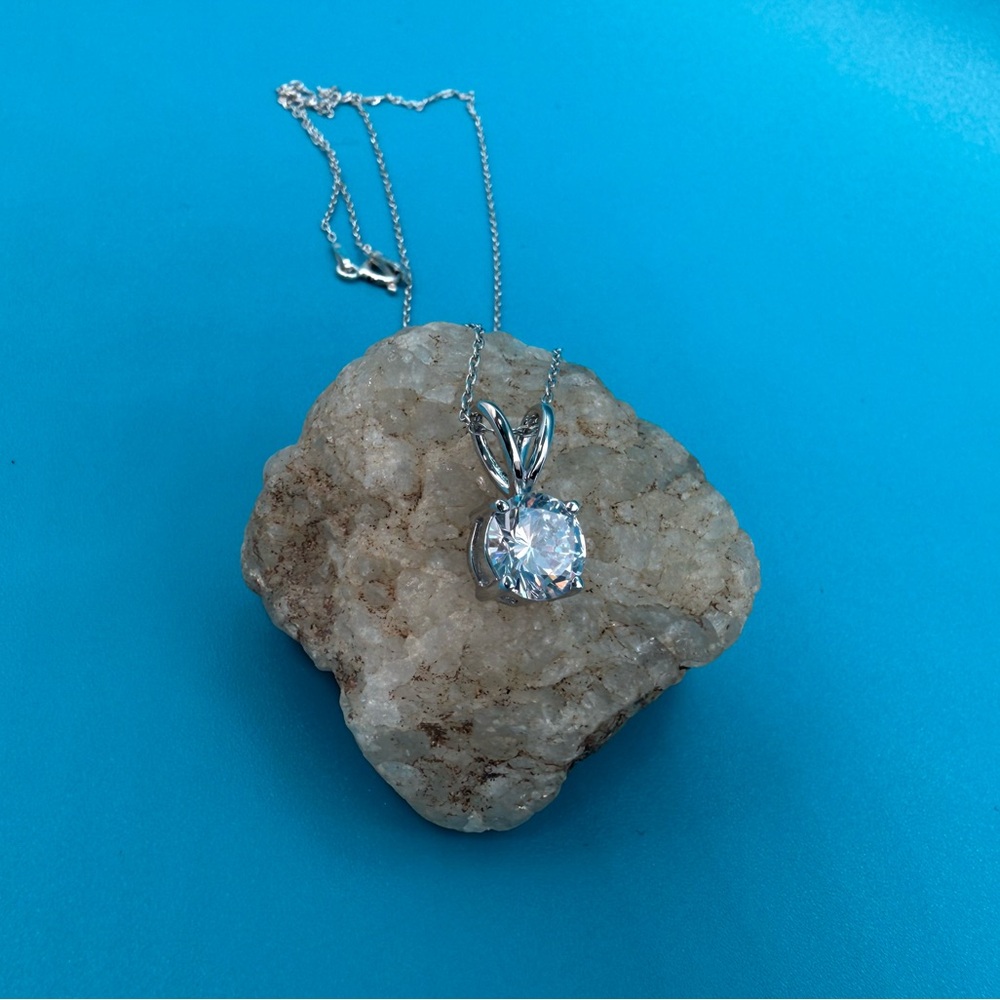 Lab Created White Sapphire Sterling Silver Pendant Necklace
